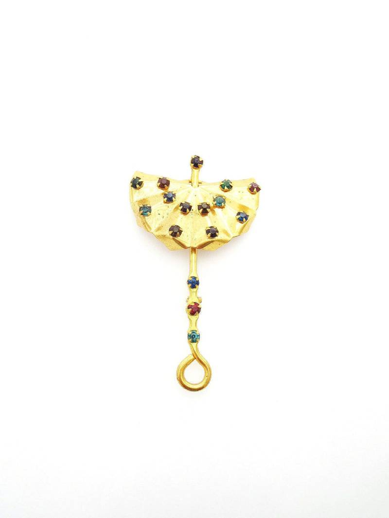 Mid-Century Regenschirm Strass Brosche Mid-Century Regenschirm Strass Brosche von ERAtiqueVintage