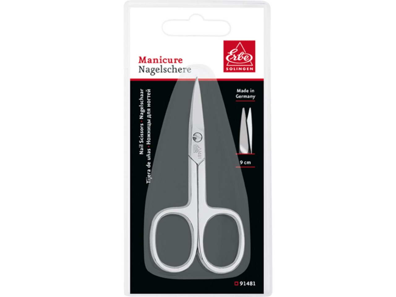 ERBE Make-up Nagelschere, aufgebogen, glatt, vernickelt - gerade von ERBE