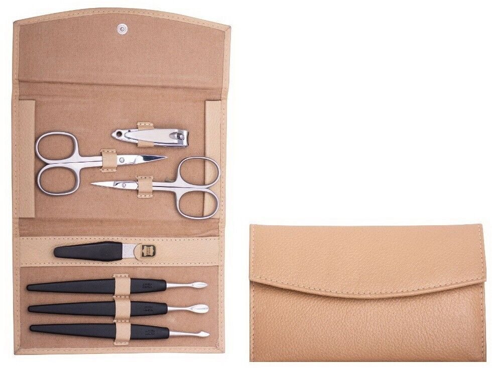 ERBE Maniküre-Etui Erbe Manicüre Leder beige Etui 7-teilg Aktionspreis!, 7 tlg., bestückt mit Solinger Stahlwaren von ERBE