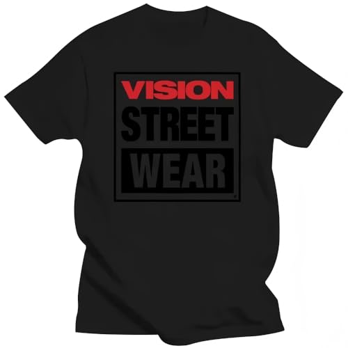 Cotton Men Women Vision Street Wear T-Shirt Vision Street Wear T-Shirt Blanks Vintage Summer Top Fitted T Shirts for Men Black L von ERCGreDRRT