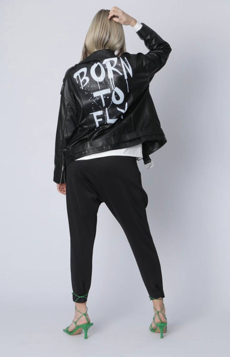 Damen Oversize Leder Biker Jacke von ERDLUXE