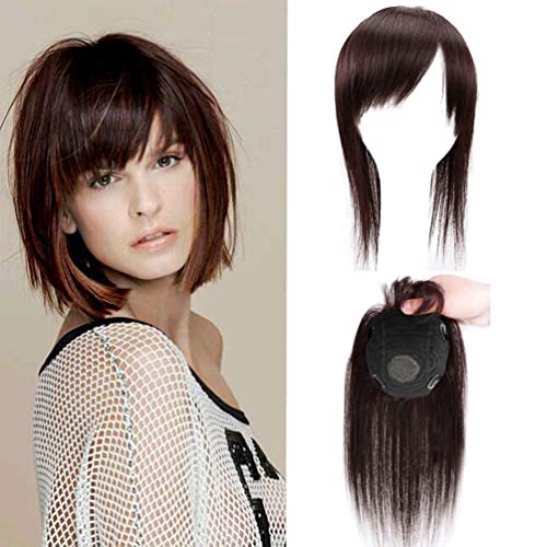 EREE HAIR 40,6 cm langes, glattes Echthaar-Topper mit Seitenfransen, 10 x 11 cm, Silikon-Haarverlängerung, Perücke, Ersatz-Haaraufsatz für Frauen mit dünner werdendem Haar, Dunkelbraun EREE HAIR 40,6 cm langes, glattes Echthaar-Topper mit Seitenfransen, 10 x 11 cm, Silikon-Haarverlängerung, Perücke, Ersatz-Haaraufsatz für Frauen mit dünner werdendem Haar, Dunkelbraun von EREE HAIR