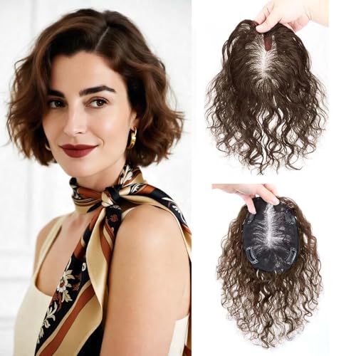 EREE HAIR Kurze, lockige Haarverlängerung für Damen, Echthaar-Haarverlängerung, große Fläche, 13 x 14 cm, Schweizer Spitze, gewelltes Haarteil für dünner werdendes Haar, Mittelteil, Dunkelbraun EREE HAIR Kurze, lockige Haarverlängerung für Damen, Echthaar-Haarverlängerung, große Fläche, 13 x 14 cm, Schweizer Spitze, gewelltes Haarteil für dünner werdendes Haar, Mittelteil, Dunkelbraun von EREE HAIR