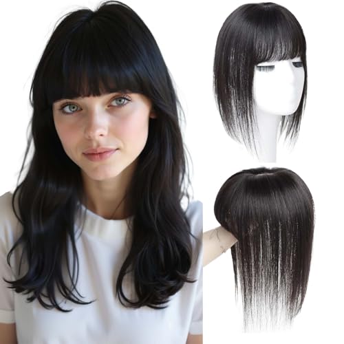 Haarteil für Damen, Echthaar, 10 x 12 cm, reine handgewebte atmungsaktive Seidenbasis, 25,4 cm, Haarteil für dünner werdendes Haar, natürliche Farbe von EREE HAIR