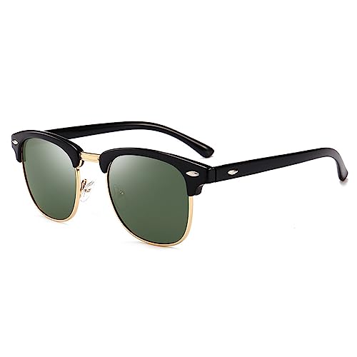 ERFGT Halbrahmen Retro Polarisiert Sonnenbrille, Klassische Halbrahmen Sonnenbrille, Retro Halbrahmen Sonnenbrille Herren Damen, Halbrahmen Sonnenbrille, für Reisen Fahren und Angeln von ERFGT