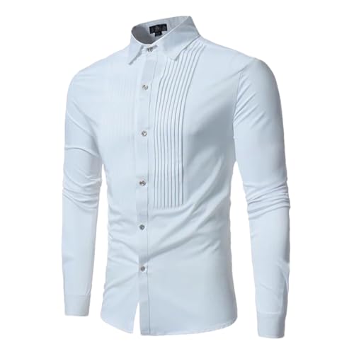 ERFMFKL Herren Slim Fit Langarm Weiß Kleid Hemd Stehkragen Business Arbeit Formale Soziale Hemden, Cs12 Weiß, M von ERFMFKL