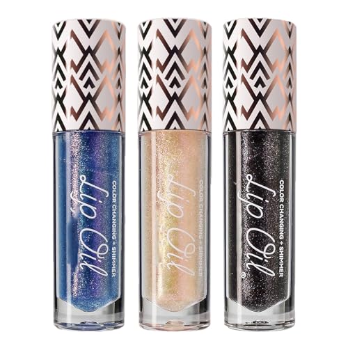 Miss Lady Diamond Black, Black Glitter Diamond Lip Gloss, Glitter Liquid Color Changing Lipsticks, Magic Color Changing Lip Oil, Long Lasting Moisturizing Non-sticky (01+04+06) von ERGRFHNL