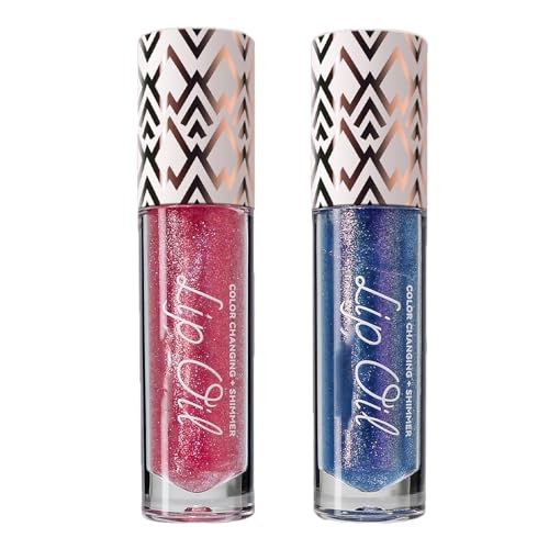 Miss Lady Diamond Black, Black Glitter Diamond Lip Gloss, Glitter Liquid Color Changing Lipsticks, Magic Color Changing Lip Oil, Long Lasting Moisturizing Non-sticky (02+04) von ERGRFHNL