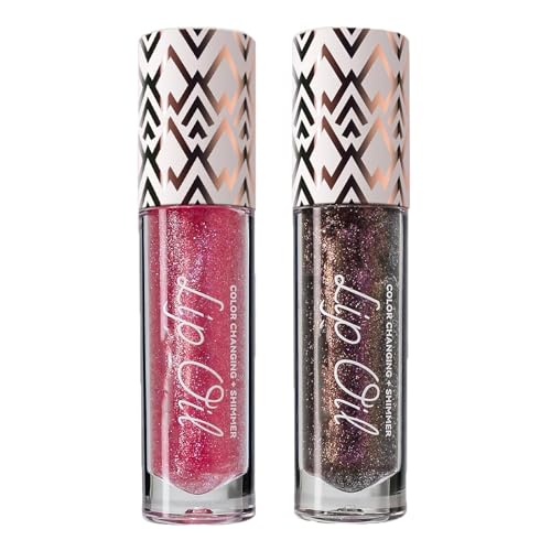 Miss Lady Diamond Black, Black Glitter Diamond Lip Gloss, Glitter Liquid Color Changing Lipsticks, Magic Color Changing Lip Oil, Long Lasting Moisturizing Non-sticky (02+05) von ERGRFHNL