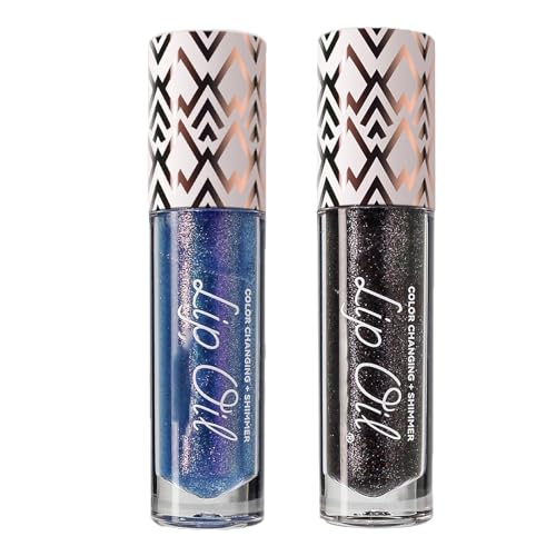 Miss Lady Diamond Black, Black Glitter Diamond Lip Gloss, Glitter Liquid Color Changing Lipsticks, Magic Color Changing Lip Oil, Long Lasting Moisturizing Non-sticky (04+06) von ERGRFHNL