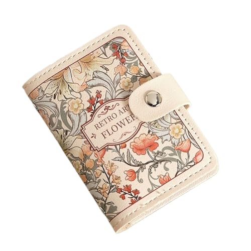 ERHTGUO Creative 20 Card Pockets PU Leather Mini Wallets RFID Blocking ID Holder Laminated Concealed Pull-Out Business Case(Beige) von ERHTGUO