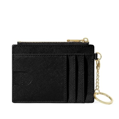 ERHTGUO Creative Monogramm Multi Card Slots Women's Simple Mini Bag Storage Portable Cute Keychain Coin Holder Wallet(Black) von ERHTGUO