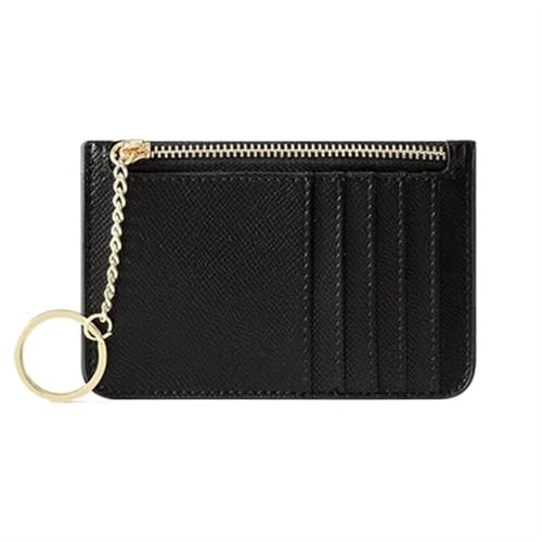 ERHTGUO Customized Mini Ultra-Thin Women's Card Bag for Multi Slots Keychain Zipper Small Holder Wallet(Black) von ERHTGUO
