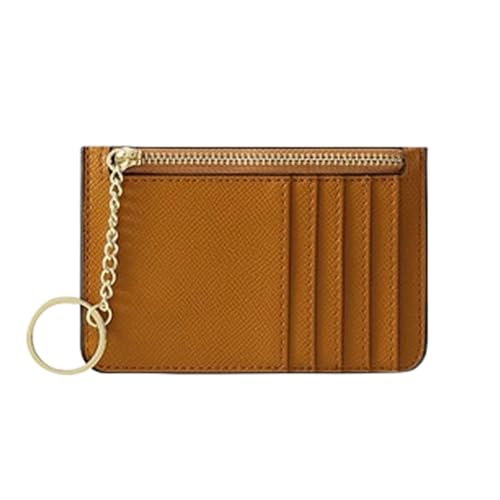 ERHTGUO Customized Mini Ultra-Thin Women's Card Bag for Multi Slots Keychain Zipper Small Holder Wallet(Brown) von ERHTGUO