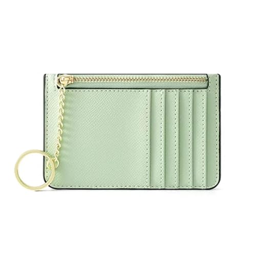 ERHTGUO Customized Mini Ultra-Thin Women's Card Bag for Multi Slots Keychain Zipper Small Holder Wallet(Green) von ERHTGUO