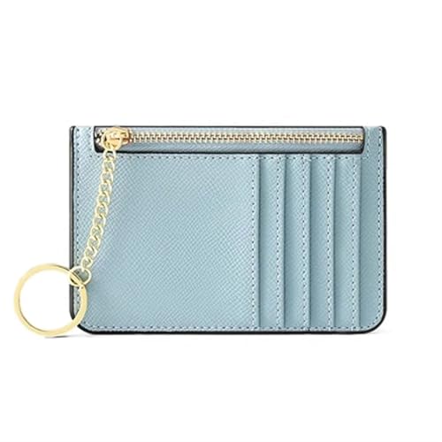 ERHTGUO Customized Mini Ultra-Thin Women's Card Bag for Multi Slots Keychain Zipper Small Holder Wallet(Light Blue) von ERHTGUO