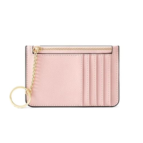 ERHTGUO Customized Mini Ultra-Thin Women's Card Bag for Multi Slots Keychain Zipper Small Holder Wallet(Pink) von ERHTGUO