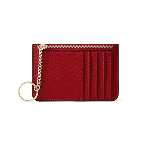 ERHTGUO Customized Mini Ultra-Thin Women's Card Bag for Multi Slots Keychain Zipper Small Holder Wallet(Wine Red) von ERHTGUO