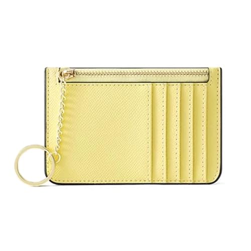 ERHTGUO Customized Mini Ultra-Thin Women's Card Bag for Multi Slots Keychain Zipper Small Holder Wallet(Yellow) von ERHTGUO