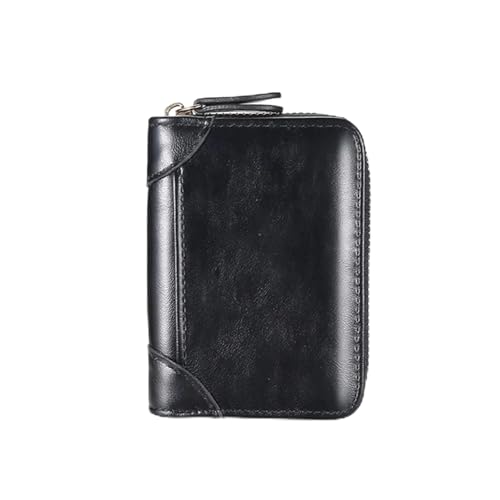 ERHTGUO PU Leather Women Card Holder Small Zipper Wallet Solid Coin Purse Accordion Design Business Credit Bags(Black) von ERHTGUO