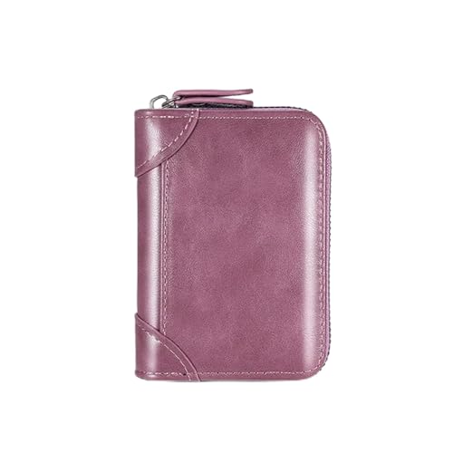 ERHTGUO PU Leather Women Card Holder Small Zipper Wallet Solid Coin Purse Accordion Design Business Credit Bags(Purple) von ERHTGUO