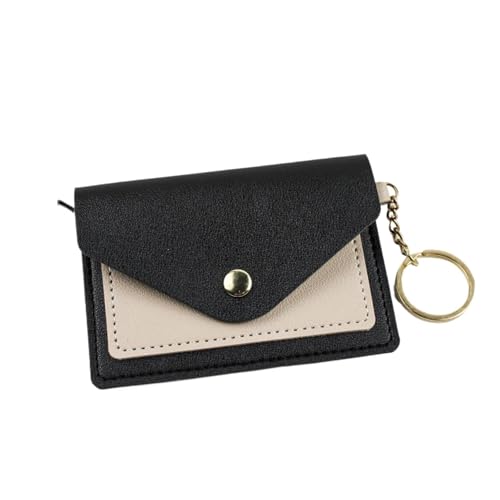 ERHTGUO Slim Leather Wallet Business Credit Card Holder Short Purse ID Candy Color Bank Multi Slot Case(Black) von ERHTGUO