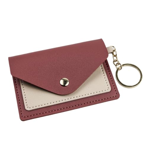 ERHTGUO Slim Leather Wallet Business Credit Card Holder Short Purse ID Candy Color Bank Multi Slot Case(Dark pink) von ERHTGUO