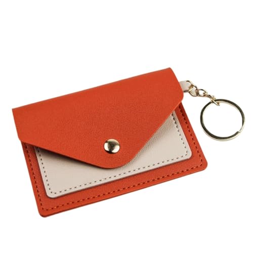 ERHTGUO Slim Leather Wallet Business Credit Card Holder Short Purse ID Candy Color Bank Multi Slot Case(Orange) von ERHTGUO