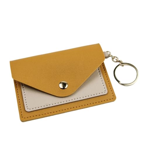 ERHTGUO Slim Leather Wallet Business Credit Card Holder Short Purse ID Candy Color Bank Multi Slot Case(Yellow) von ERHTGUO