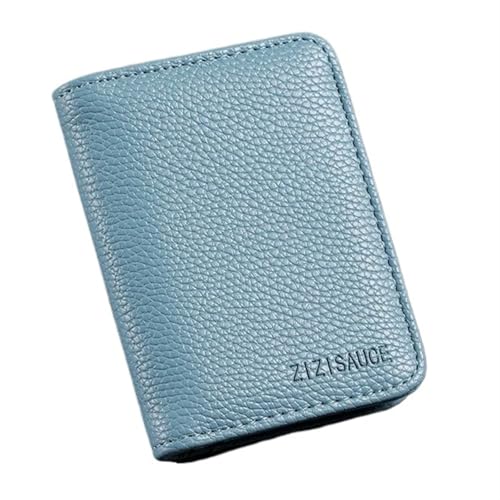 ERHTGUO Solid Color Leather Credit Card Case Wallet Simple Bank ID Bus Holder Travel Coin Money Organizer Bags(NO.1-Light Blue) von ERHTGUO