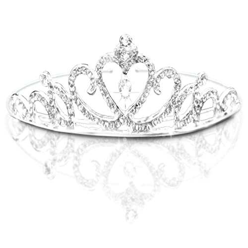 Krone Tiara, Diadem Hochzeit Frauen Mädchen Strass Kopf Schmuck Kronprinzessin Stirnband Blumenmädchen Braut Brautjungfer Blume Kristall Herz Form Prinzessin Krone Stirnband Tiara kinder-S12 von ERHUO