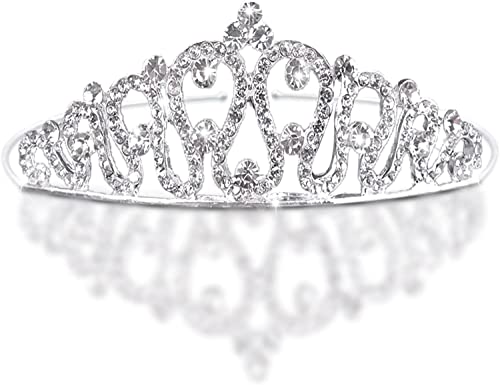 Krone Tiara, Diadem Hochzeit Frauen Mädchen Strass Kopf Schmuck Kronprinzessin Stirnband Blumenmädchen Braut Brautjungfer Blume Kristall Herz Form Prinzessin Krone Stirnband Tiara kinder-X1 von ERHUO