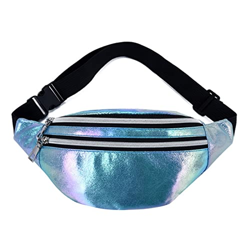 1 STÜCK Bauchtasche Hologramm Gürteltasche Laser PU Strand Reise Banane Hüfte Bum Reißverschluss Gürteltasche Frauen Gürteltasche for Mädchen (Color : Blue) von ERICAT