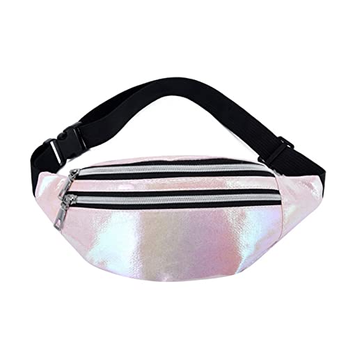 1 STÜCK Bauchtasche Hologramm Gürteltasche Laser PU Strand Reise Banane Hüfte Bum Reißverschluss Gürteltasche Frauen Gürteltasche for Mädchen (Color : Pink) von ERICAT