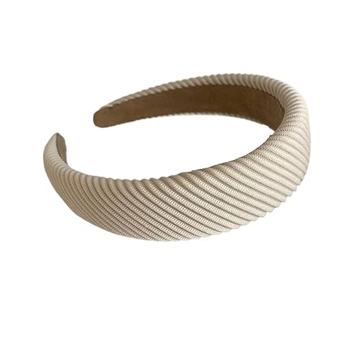 2023 Haar Hoop Haar Bands for Frauen Mädchen Einfarbig Twilled Breites Haarband Zubehör Kopfbedeckung (Color : Style 2- beige, Size : One size) von ERICAT