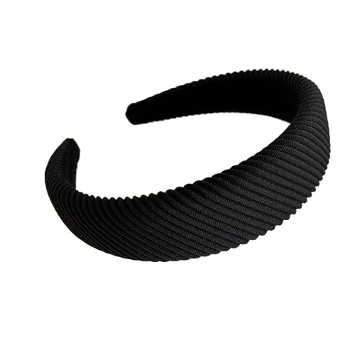 2023 Haar Hoop Haar Bands for Frauen Mädchen Einfarbig Twilled Breites Haarband Zubehör Kopfbedeckung (Color : Style 2- black, Size : One size) von ERICAT