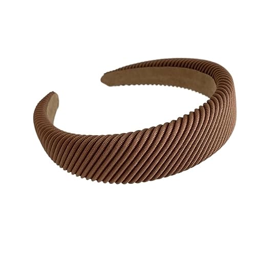 2023 Haar Hoop Haar Bands for Frauen Mädchen Einfarbig Twilled Breites Haarband Zubehör Kopfbedeckung (Color : Style 2- coffee, Size : One size) von ERICAT