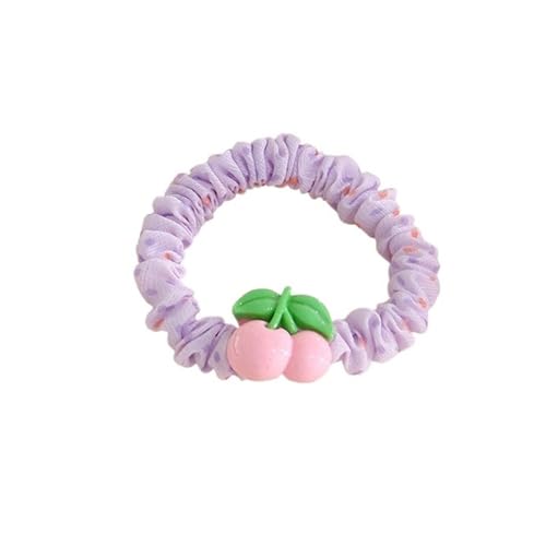 2PCS Cartoon Wassermelone Kirsche Dot Elastische Haarband for Mädchen Nette Kawaii Fee Gummi Pferdeschwanz Krawatten (Color : Cherry) von ERICAT