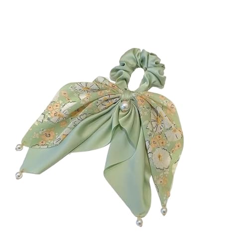 2PCS Frauen Bogen Haar Seil Chiffon Blumen Druck Süße Elastische Haar Band Pferdeschwanz Halter for Haar Krawatten Haar Zubehör (Color : C01) von ERICAT