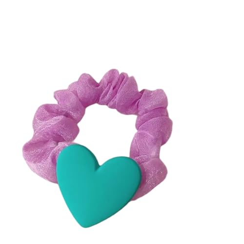 2PCS Mehrfarbige elastische Seiden-Haargummis Mädchen-Liebes-Herz-Haarbänder Elegante Pferdeschwanz-Gummiband-Haar-Accessoires (Color : Purple) von ERICAT