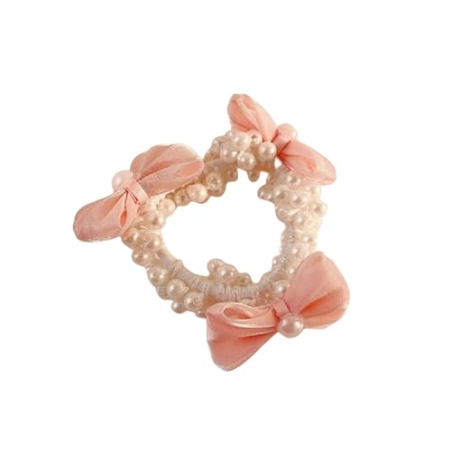 2PCS Perle Rosa Fliege Haar Ring Kopfschmuck Scrunchies Elastische Haarbänder Frauen Haar Krawatten Mädchen Zubehör (Color : A3 300mm) von ERICAT