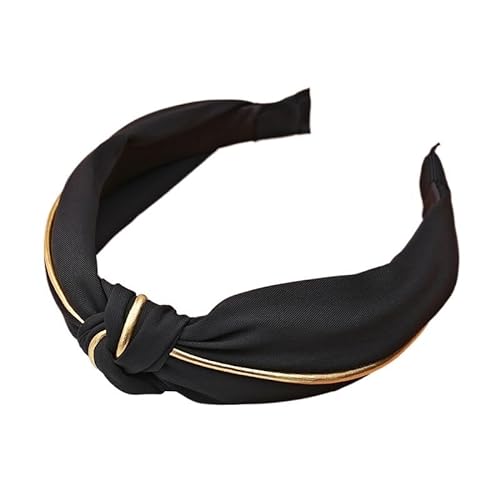 2PCS einfarbige Haarbänder for Frauen, Schmuck, Kreuzknoten, breites Gold-Seitenschleifen-Stirnband (Color : JBFG3) von ERICAT