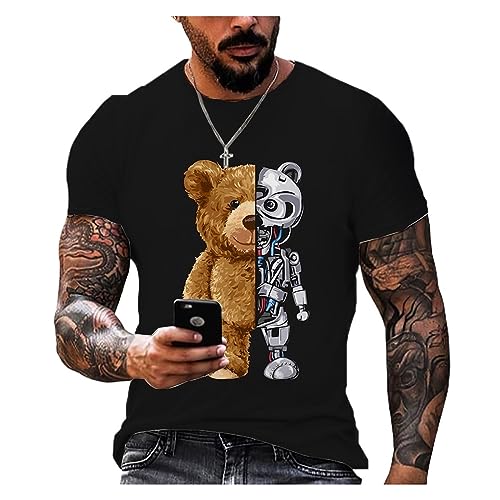 3D Teddybär Herren T-Shirt Casual Damen Kurzarm Tops Sommer Street Trend Hip Hop Übergroße T-Shirt Kleidung (Color : C3, Size : 4XL) von ERICAT
