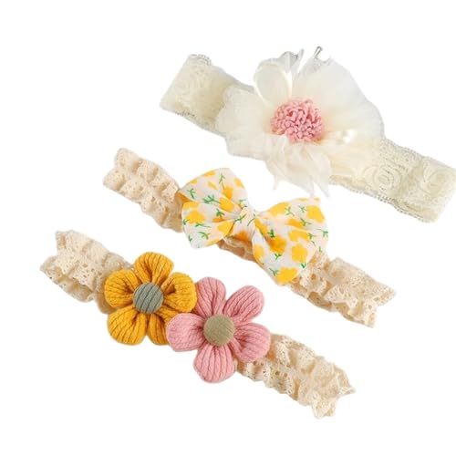 3PCS Stirnband Blume Bögen Stirnbänder Haarband Schleife Schöne Kopfbedeckung Mädchen Haarschmuck (Color : C3) von ERICAT