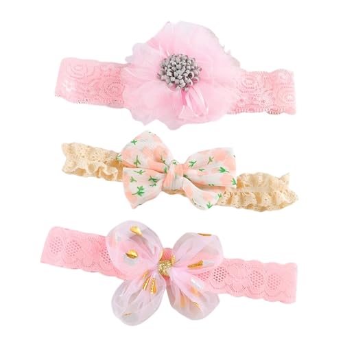 3PCS Stirnband Blume Bögen Stirnbänder Haarband Schleife Schöne Kopfbedeckung Mädchen Haarschmuck (Color : C4) von ERICAT