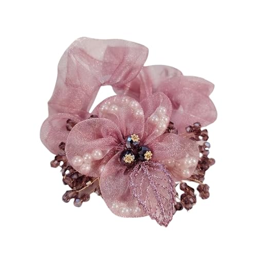 Blumenaccessoires Damen Haargummis Kristall Haarseil Damen (Color : A deep pink) von ERICAT