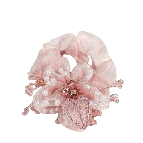 Blumenaccessoires Damen Haargummis Kristall Haarseil Damen (Color : A light pink) von ERICAT