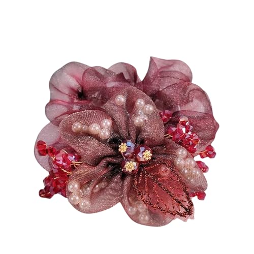 Blumenaccessoires Damen Haargummis Kristall Haarseil Damen (Color : A red) von ERICAT