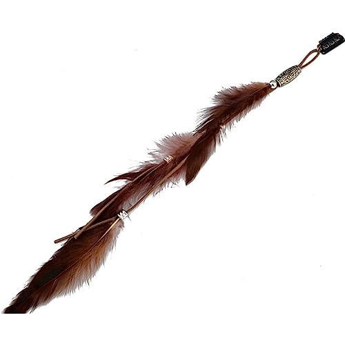 Boho Feder Stirnband Perücke Perlen Feder Kopfschmuck handgemachte Haarspange Mädchen Haarschmuck (Color : Brown) von ERICAT