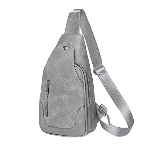 Brusttasche for Frauen, große Kapazität, Reise, Umhängetasche, weibliche Bauchtasche, Gürteltasche, PU-Leder, Damen, Reise-Sling, Umhängetasche (Color : Grey) von ERICAT